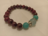 Redwood with Blue Agate Stones Wrist Mala