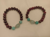 Redwood with Blue Agate Stones Wrist Mala