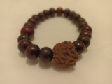 Redwood Bracelet with one Big Rudraksha