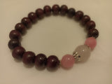 Redwood with Rose Quartz Stones Wrist Mala