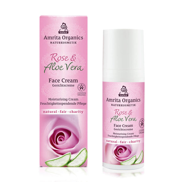 Rose & Aloe Vera Face Cream - 24 hours moisturising care with anti-ageing effect