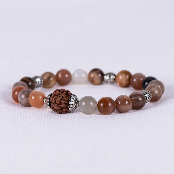 Apricot Moon Gemstone Bracelet-Wrist Mala