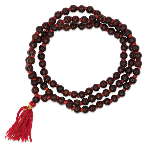 Red Sandalwood Mala on knotted cord